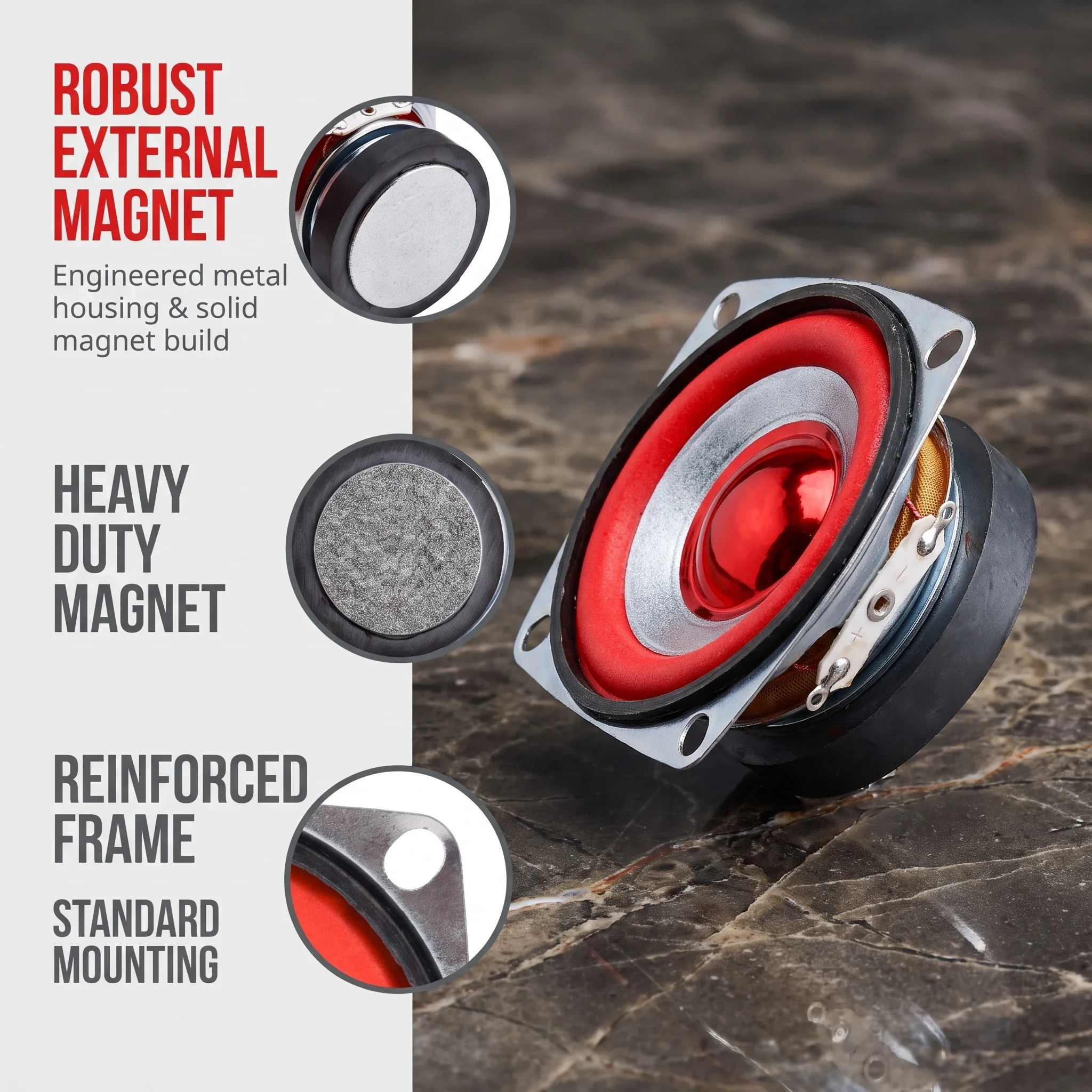 1-2PCS 4 Ohm 5W 2 Inch External Magnetic Full Range Speaker 53mm Square Speaker DIY Home Theater Bluetooth Audio Radio Speaker
