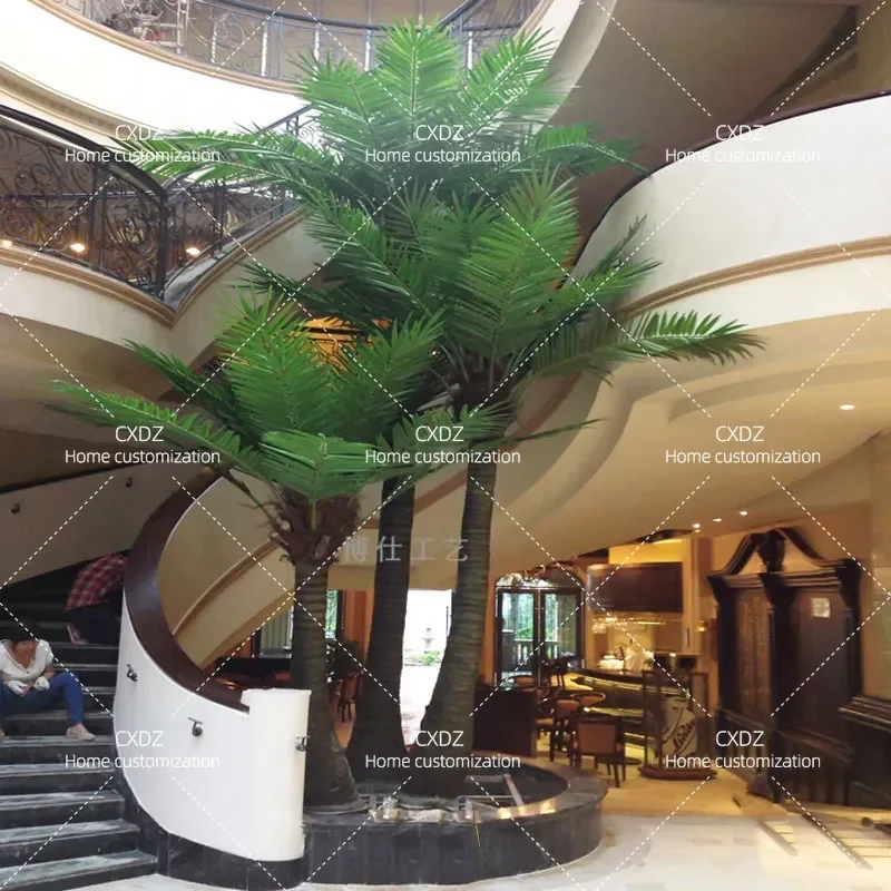 Simulation Coconut Tree Outdoor Landscaping FRP Large Hotel Square Tropical Landscape Custom Sun Resistance