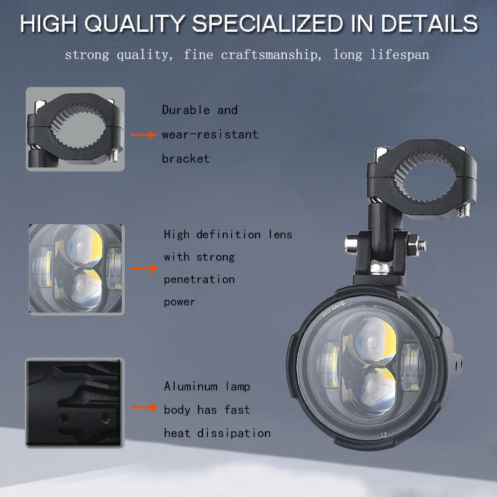 Motorcycle LED Auxiliary Lamp For BMW R1200GS F800GS ADV Yamaha MT07 MT09 CRF1000L Africa Twin Kawasaki Fog Lights Moto Lamp image 2