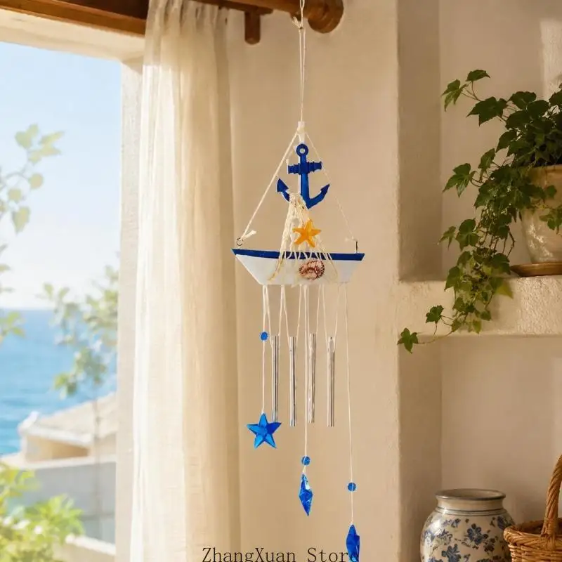 Segelboot-Windspiele mit Sternanhänger für Hängedekorationen auf Balkonen oder Fensterbänken, 3 x – Detail 4