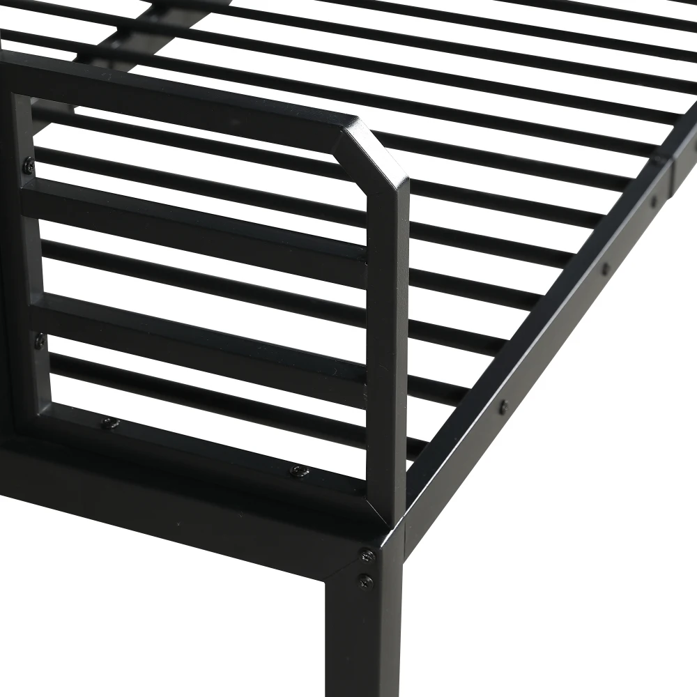 PINGGO Eisen-Etagenbett für Kinder und Jugendliche mit Stauraum-Eckschrank, Eisen & MDF, Schwarz Vintage-Holz, 90x200cm 120x200cm, ohne Matratze – Detail 26