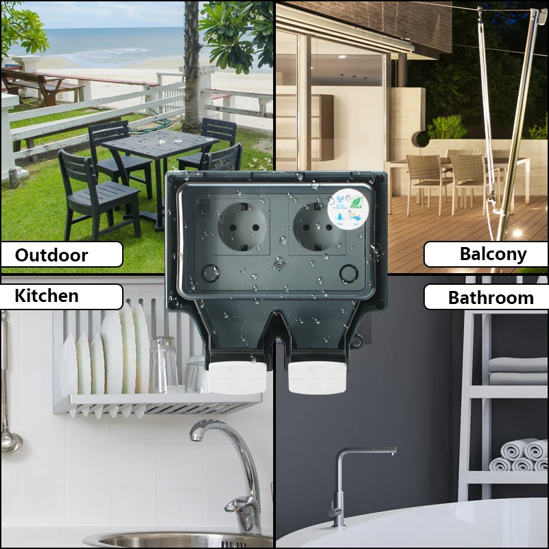 Avoir Tuya Muur Stopcontacten Ip66 Waterdicht Stopcontact Met Cover Wifi Smart Plug Eu Standaard Outdoor Regendicht Socket