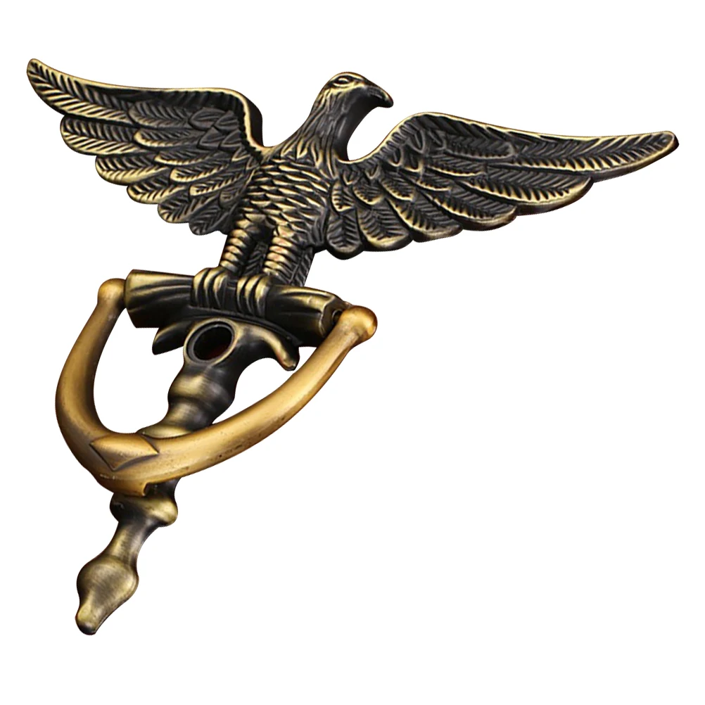 

Retro Design European Eagle Head Door Knocker Sturdy Trustworthy Tool Multiple Jobs Front Door Decoration