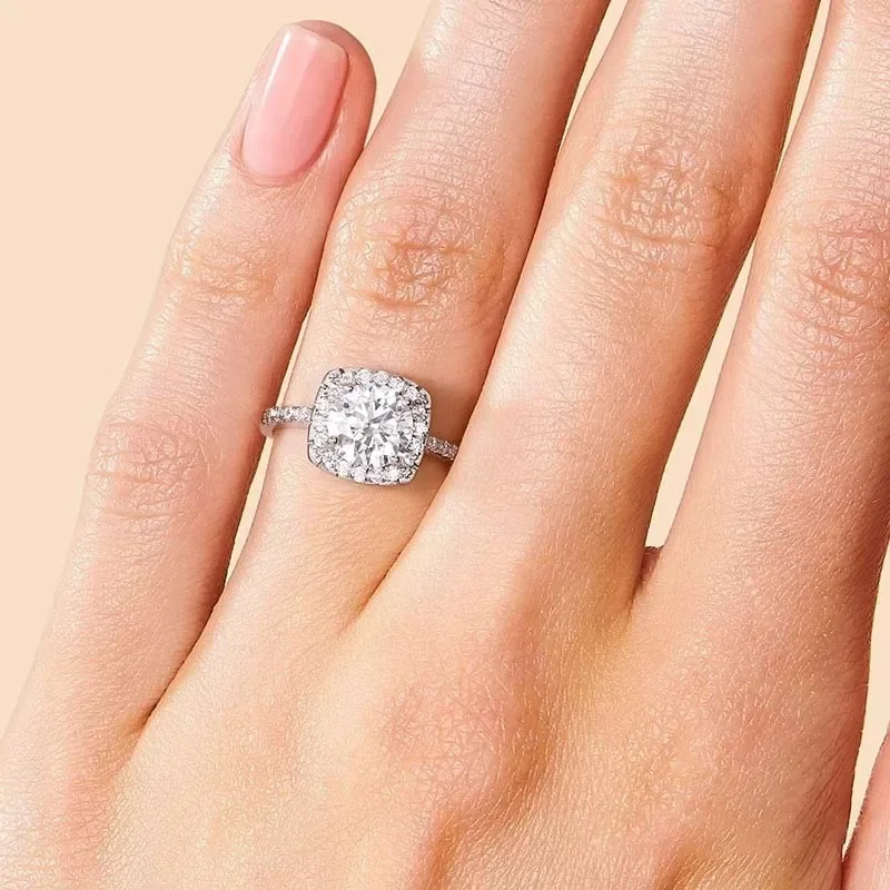 GRA Klassische 1 CT D Farbe Quadrat Echt Moissanit Diamant Verlobungsringe Für Frauen Echt 925 Sterling Silber Hochzeit Schmuck – Detail 10