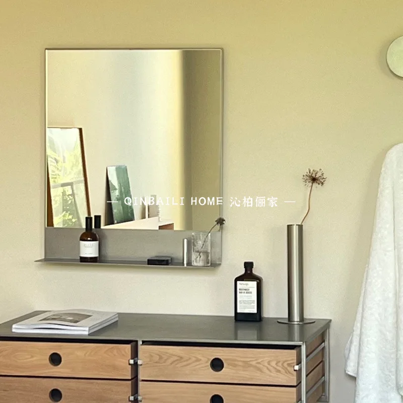 YJQ stainless steel sink dresser mirror wall-mounted toilet toilet retro bathroom high definition mirror