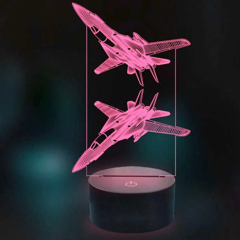 Avión 3D lámpara Led luz de noche para niños USB lámparas de mesa decoración de dormitorio Regalo de Cumpleaños Navidad niño Nightlights Fighter Toys