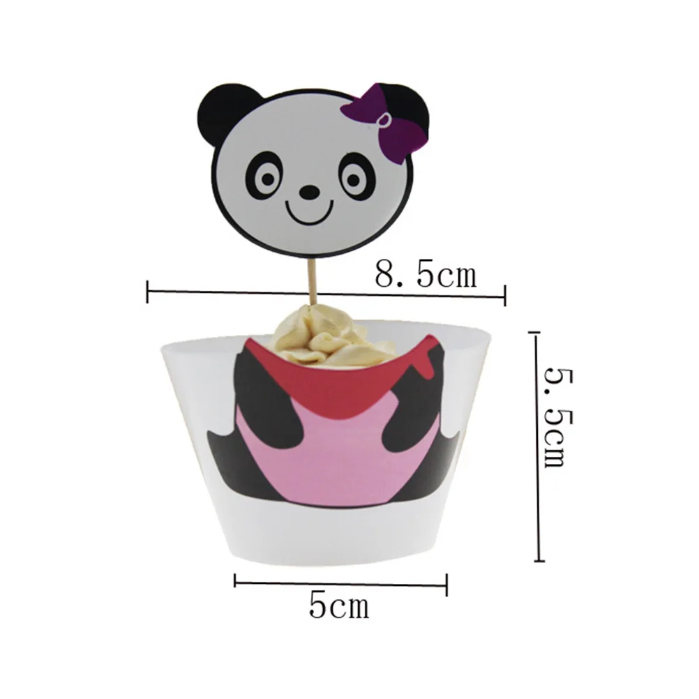 

24 Pcs Cake Surrounding Cards Cupcake Wrappers Panda Decor Desserts Ornament Birthday Party Accessories Premium Quality