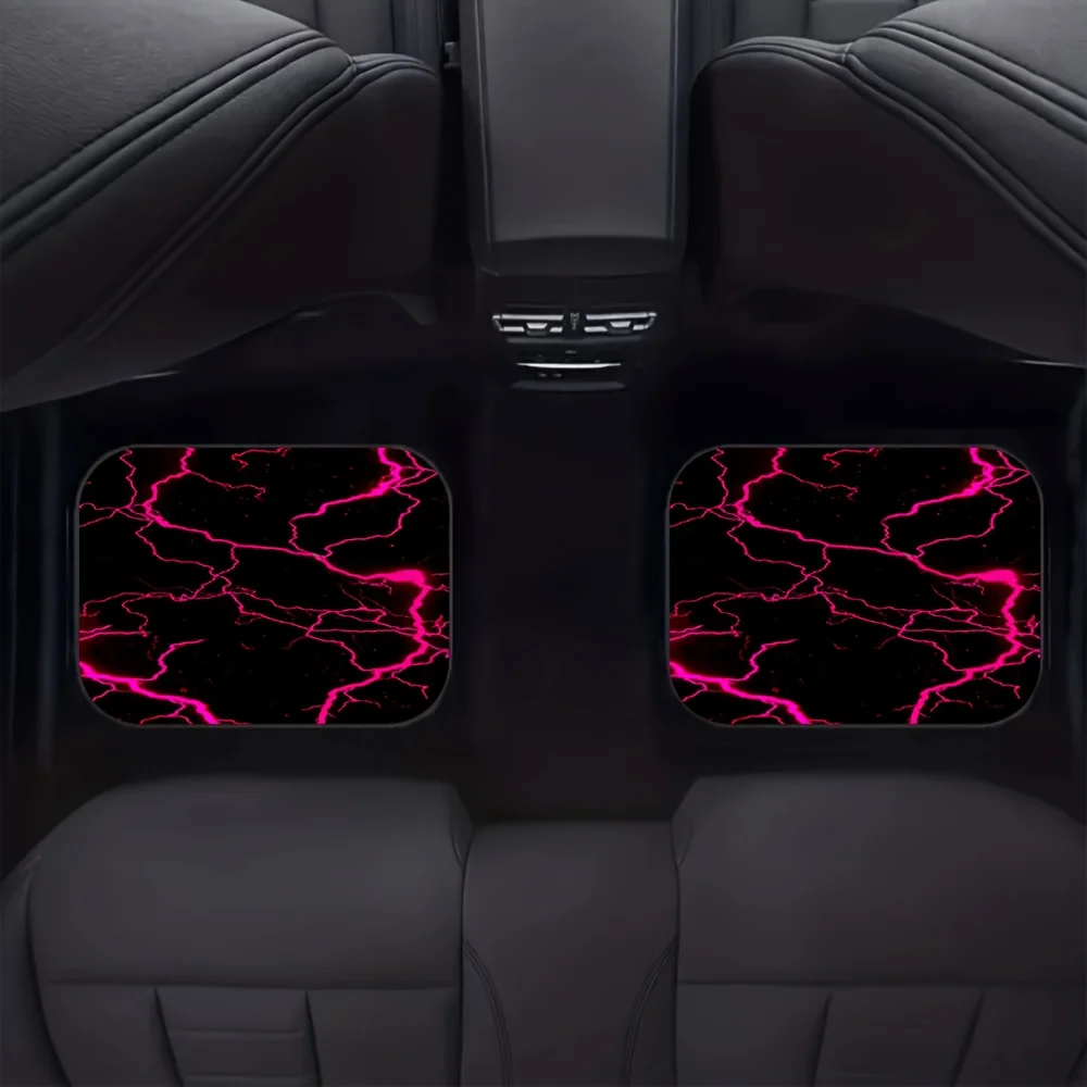 

4pcs Lightning Bolt & Pink Discharge Car Floor Mats Set - Fit -Slip All-Weather Protection, Glowing Lightning Bolt Design (Pink/
