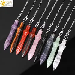 Healing Crystal Pendulum Spiritural Witch Pendulums Natural Stone Kyanite Pink Quartz Biolocation Divination Amulet Pendulo T103
