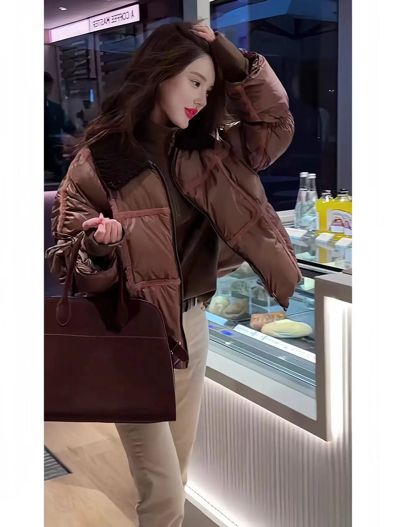 Korean Style Light Luxury Cotton Jacket, Hong Kong Style, Retro Slim Fit, Warm Cotton Jacket, Women's Winter Jacket, New, 2024