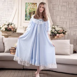 Long Skirt Lace Flower Homedress Cute Nightgown Chiffon Sling Coat Home Clothes Nightshirt Sleepdress Kimono Home Wear Robe Gown