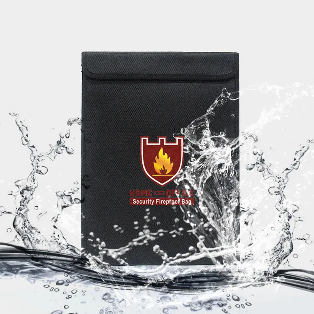 Premium Fireproof File Bag A4 38x28cm Heavy Duty Fiberglass Material Smooth Zipper Flap Closure for Documents Files Portfolios