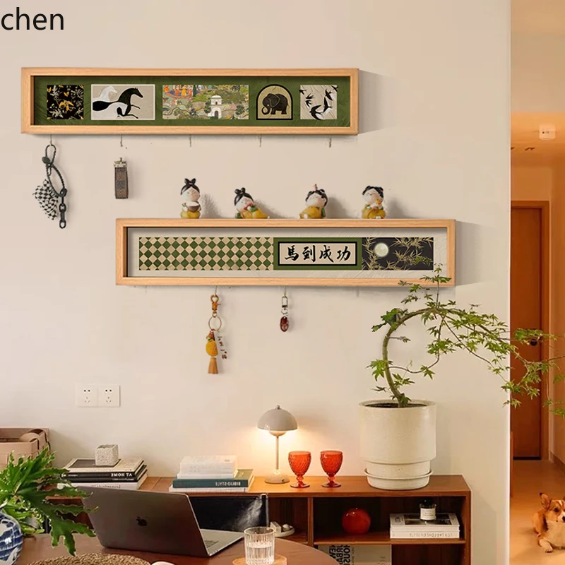 

QZT Entrance Decorative Painting Key Storage Living Room Hanging Painting Ornament Hook Storage Rack