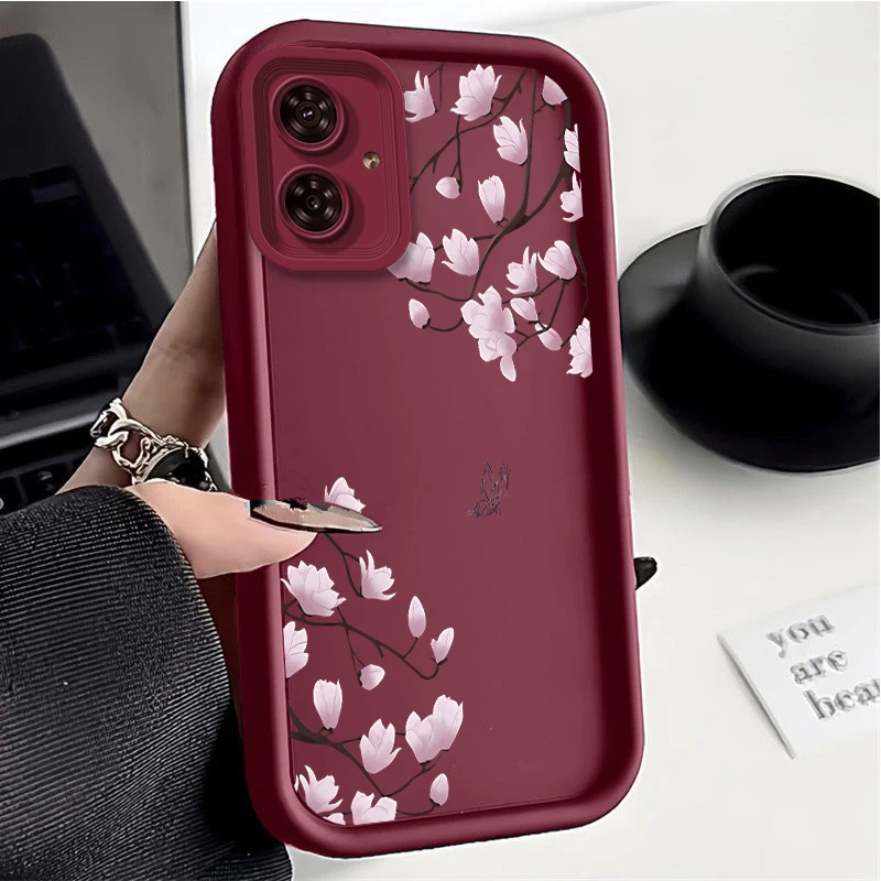 G54 Pink Plum New Sky Eye Phone Case For Motorola Moto G54 G54Power G24 G24Power G30 G34 G53 G84 E40 E32 E30 E13 E22 G22 Cover