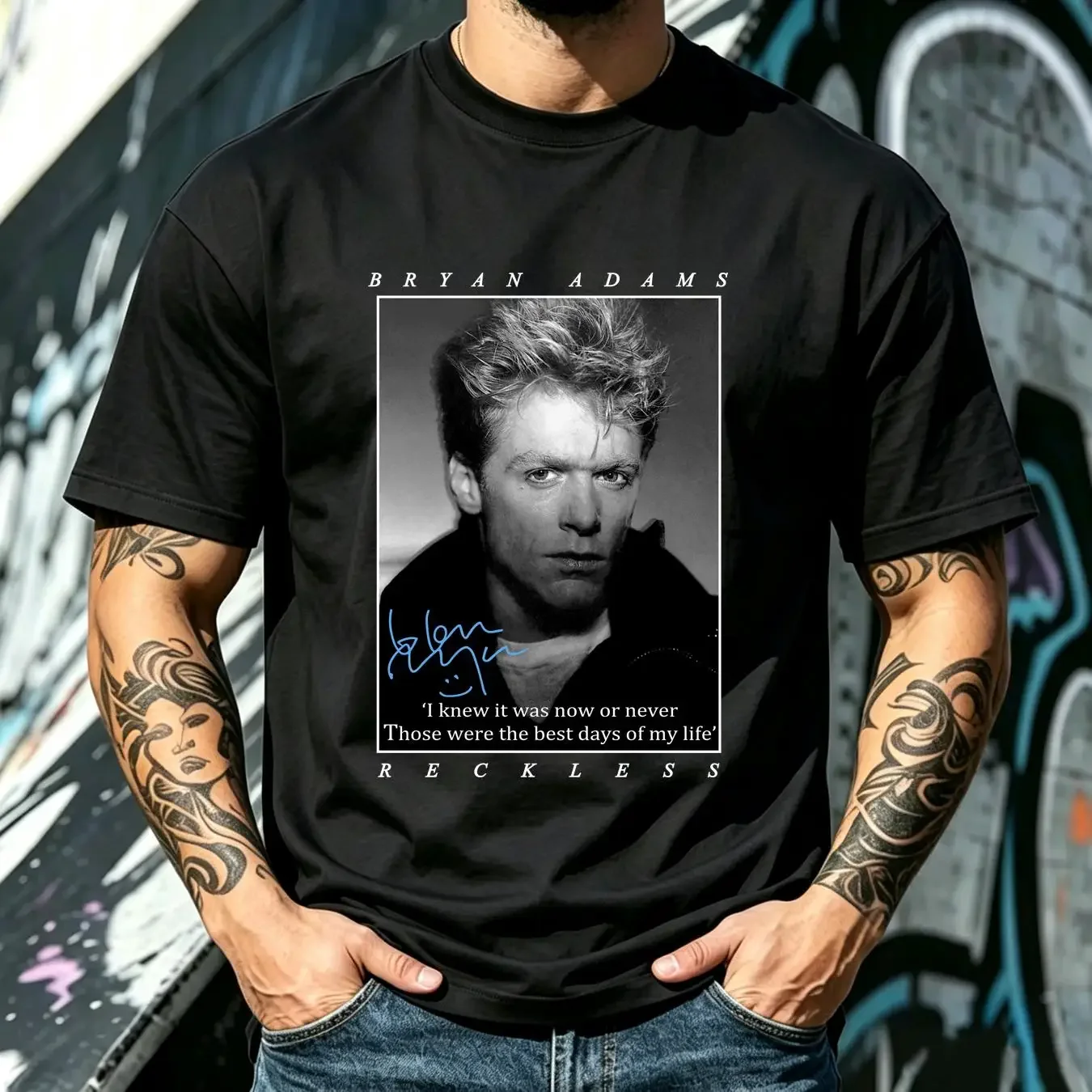 washed T Shirt Bryan Adams Reckless Album All Size S 5XL long or short sleeves vintage Washed graphic Casual Soft Stylish
