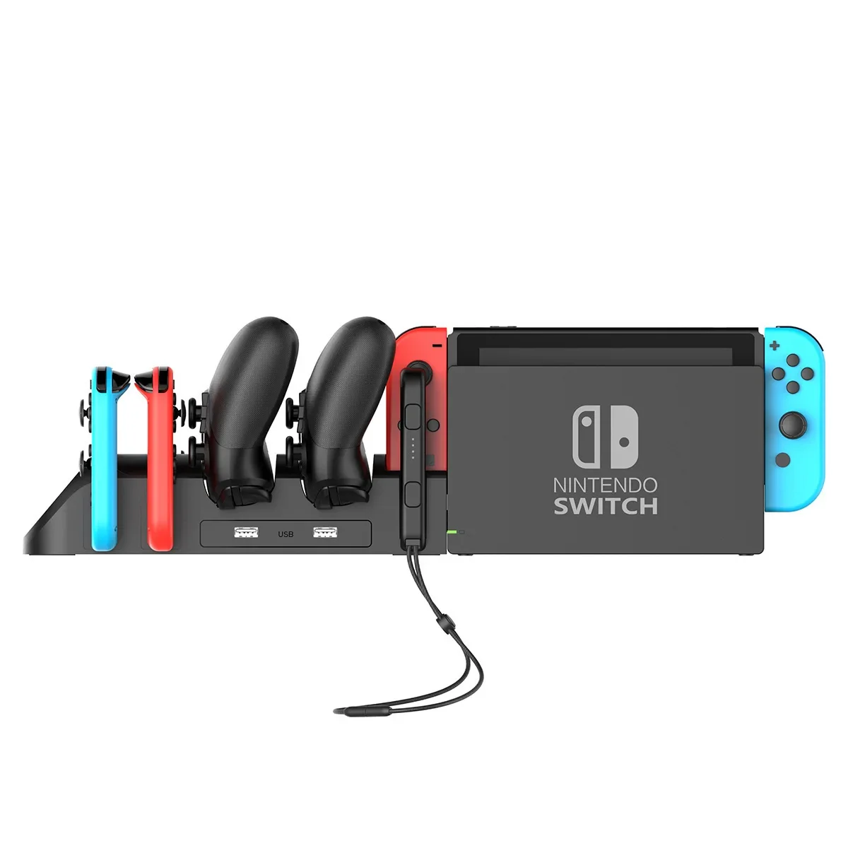 PG-9187 Switch Charging Dock 9 in 1 Controller Charger for Nintendo Switch OLED Joy-Con Charging Dock with 2 USB Output