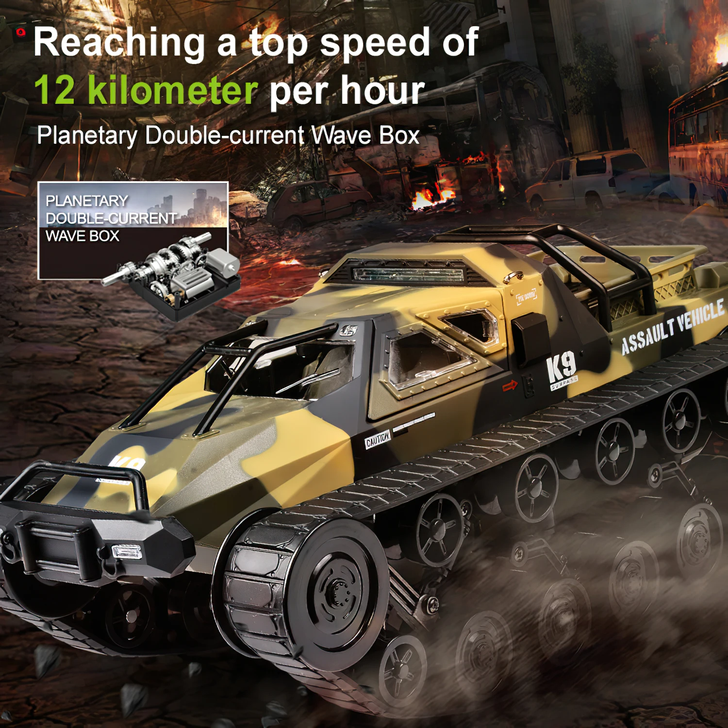 레이센트 RC 크롤러 1:12 스케일 2.4Ghz 무선 조종 탱크 4륜구동 360도 회전 ° 회전 드리프트 자동차 오프로드 모든 지형 RC 트럭 배터리 2개