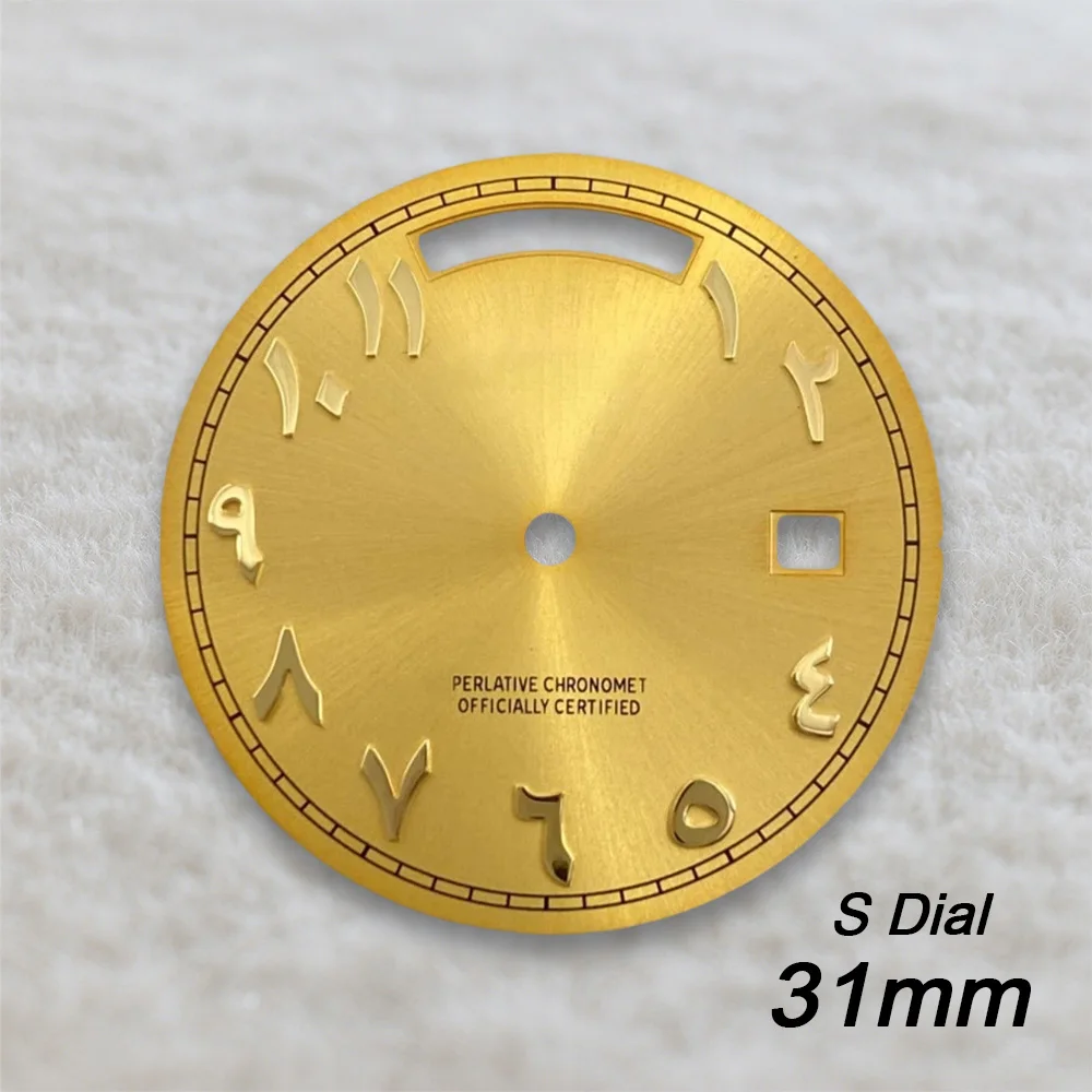 31mm S Logo Dial Day And Date Arabic Numerals Sunray Dial Fit 8285 Movement Watch Modification Accessories