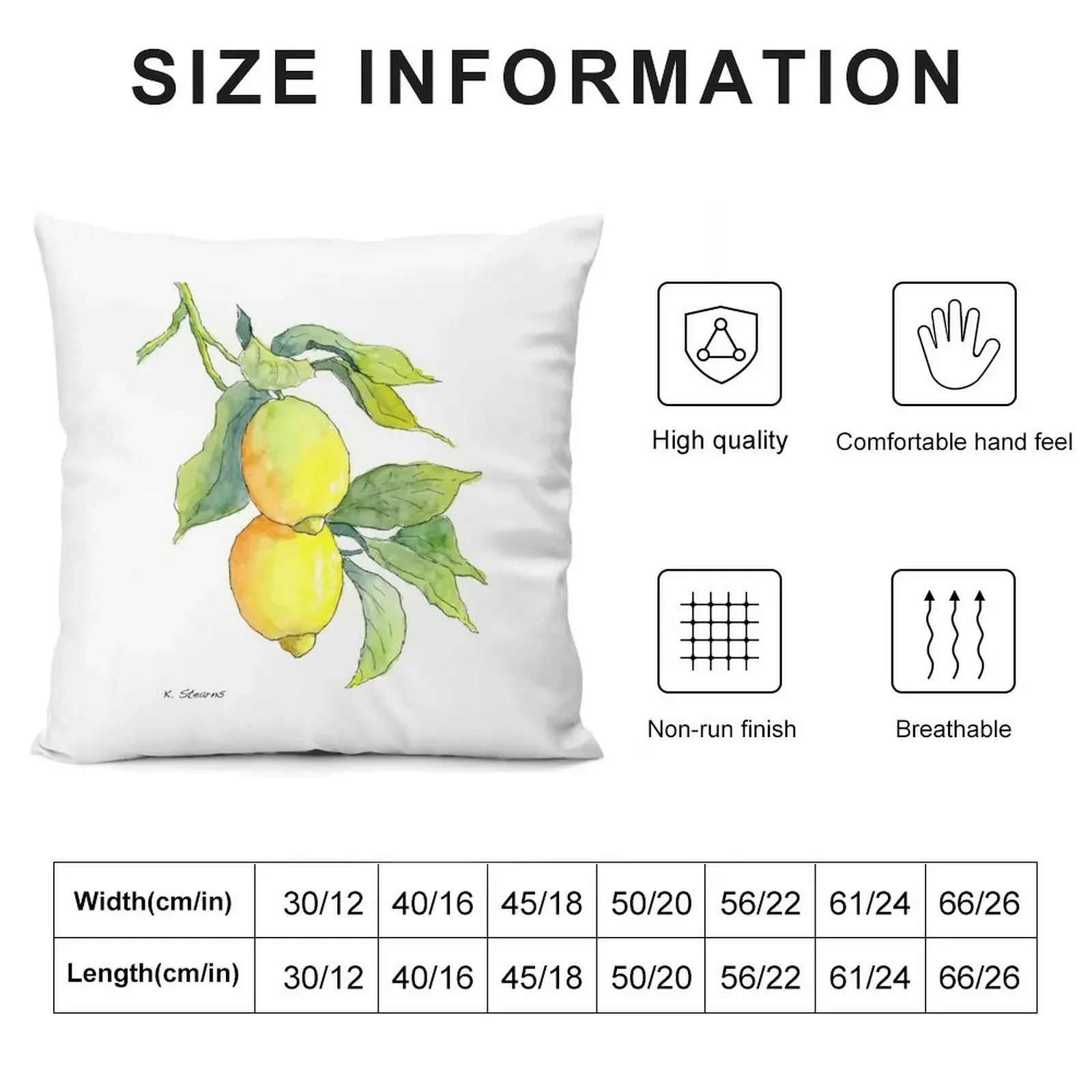 Lemon Dangle Watercolor Painting Throw Pillow Cushion Cover Set Cushions For Children Cushion Covers For Living Room pillow