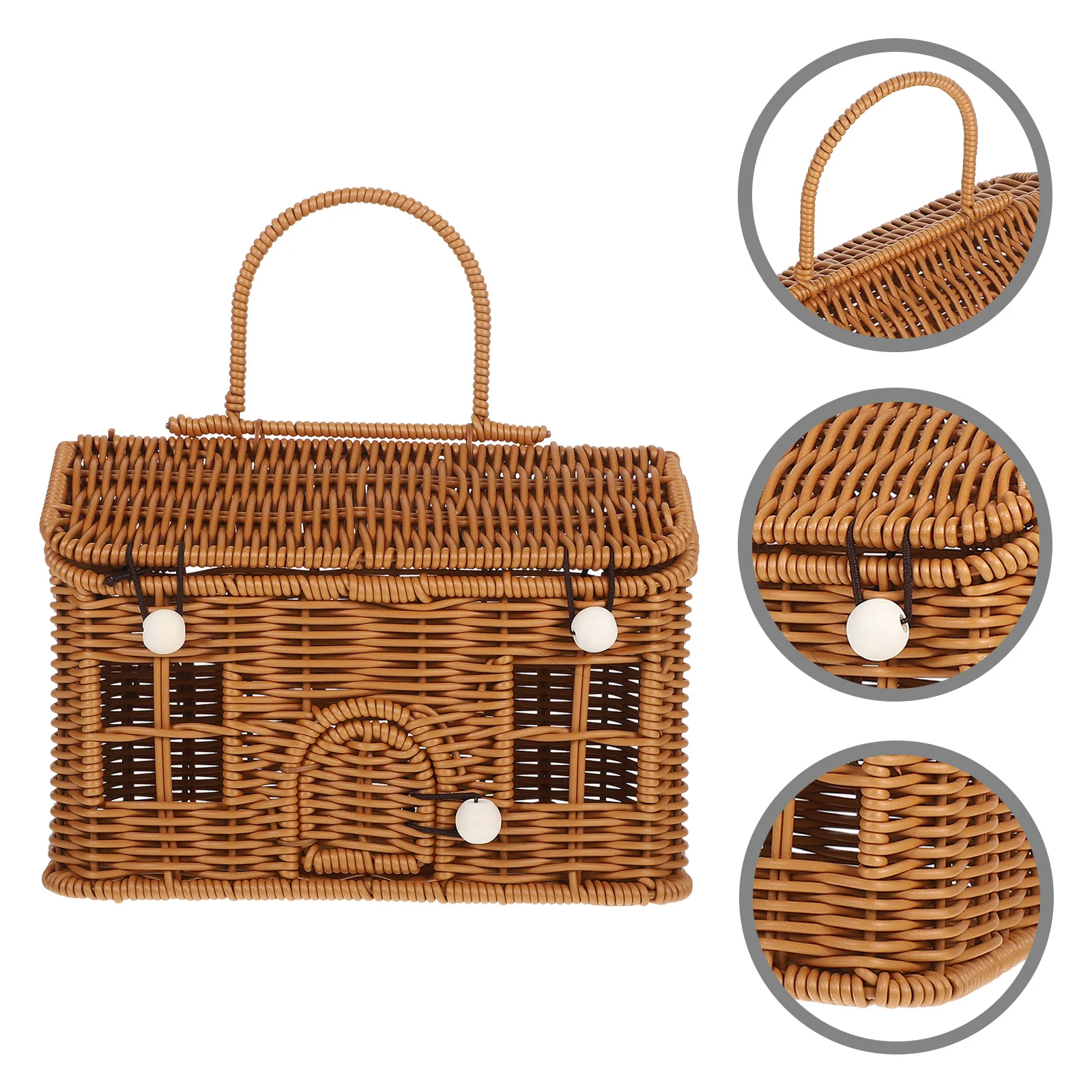 

Vintage Woven Picnic Large Capacity Storage Basket For Table With Handle Sundries Organizer Wedding Favor Gift Small Handheld