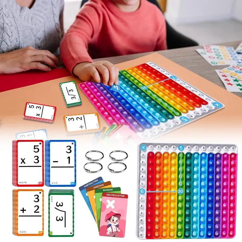 Tarjetas de matemáticas, juegos de cartas con números de multiplicación para niños de 4 a 8 años, juguetes con gráficos inquietos, suma de resta y división de multiplicación