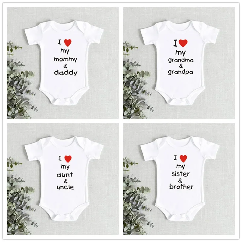 I Love My Grandma/Grandpa/Mommy/Daddy Baby Romper Funny Infant Boys Girls Bodysuit Short Sleeve Cotton Newborn Jumpsuit