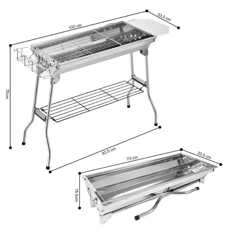 3-5 People Stainless Steel Folding Outdoor Camping Portable barbecue Charcoal Bbq Grill