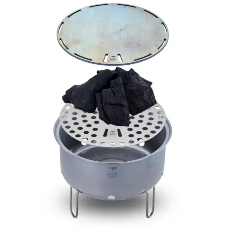 

Titanium BBQ Grill Mesh with Folding Legs Outdoor Camping Picnic Ultra Light BBQ Charcoal Grill