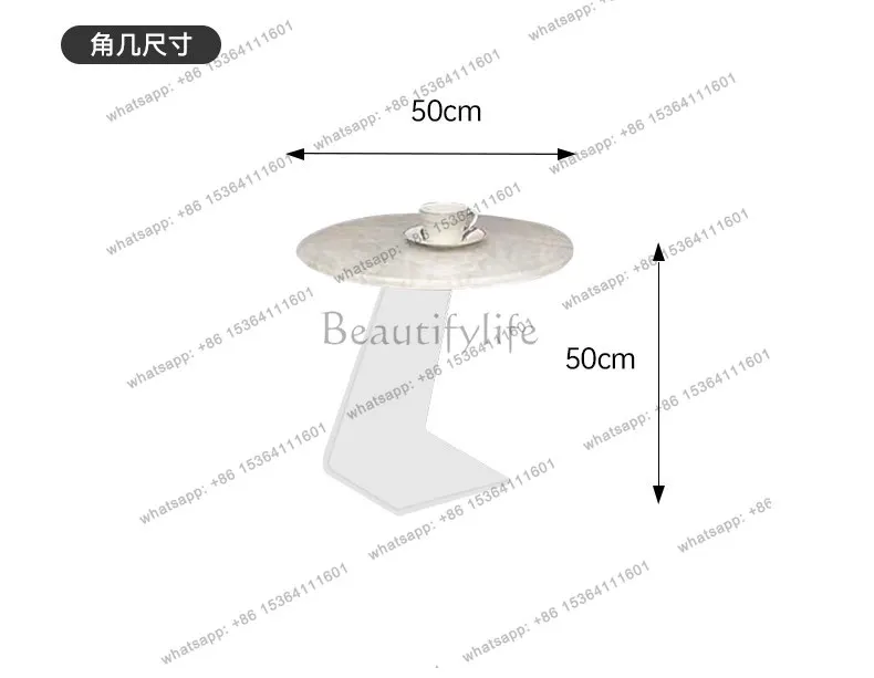 Natural luxury stone coffee table living room Italian minimalist high-end marble white ice jade size round coffee table
