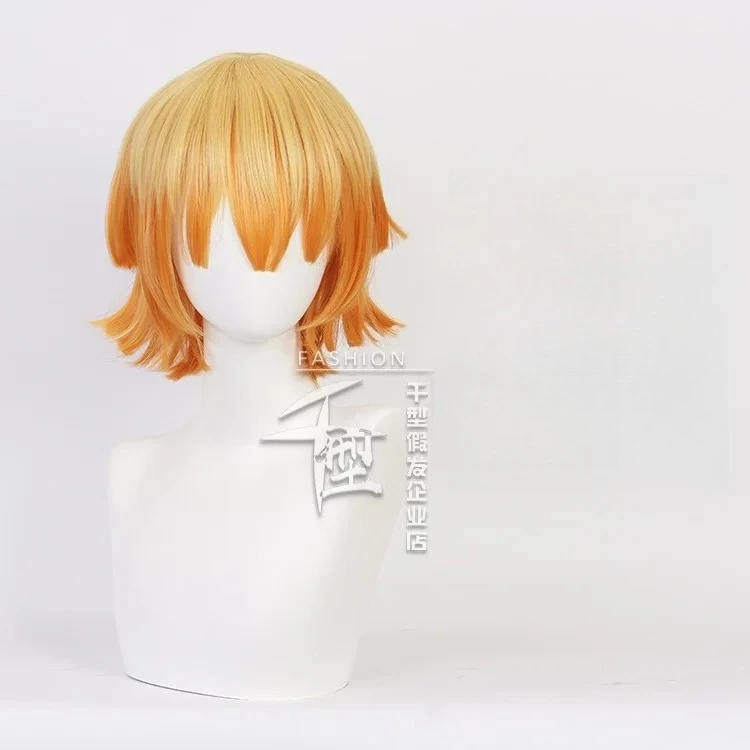 Agatsuma Zenitsu Cosplay perruque japonais Anime jeu de rôle perruques jaune Orange dégradé cheveux homme femme bande dessinée-con accessoires de déguisement