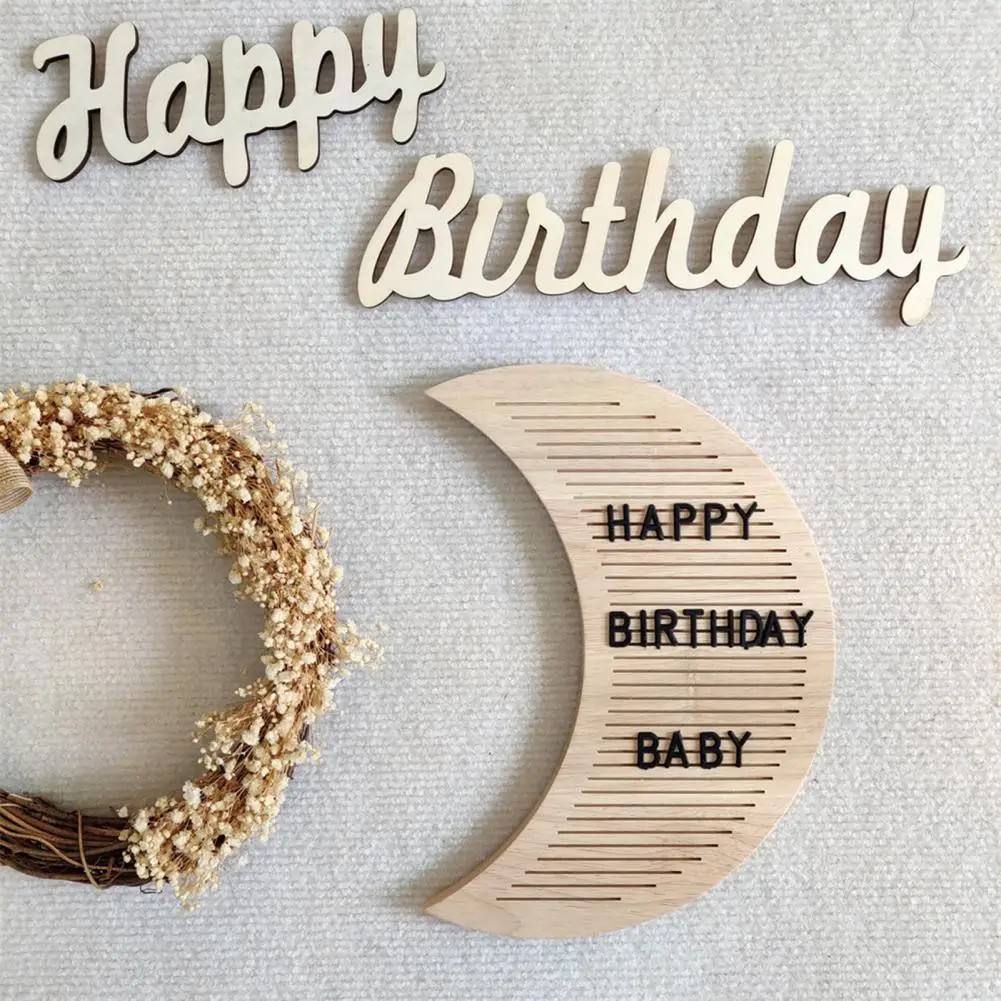 DIY Crafts Burr-free Newborn Moon Shape Letter Board Ornament for Children Room