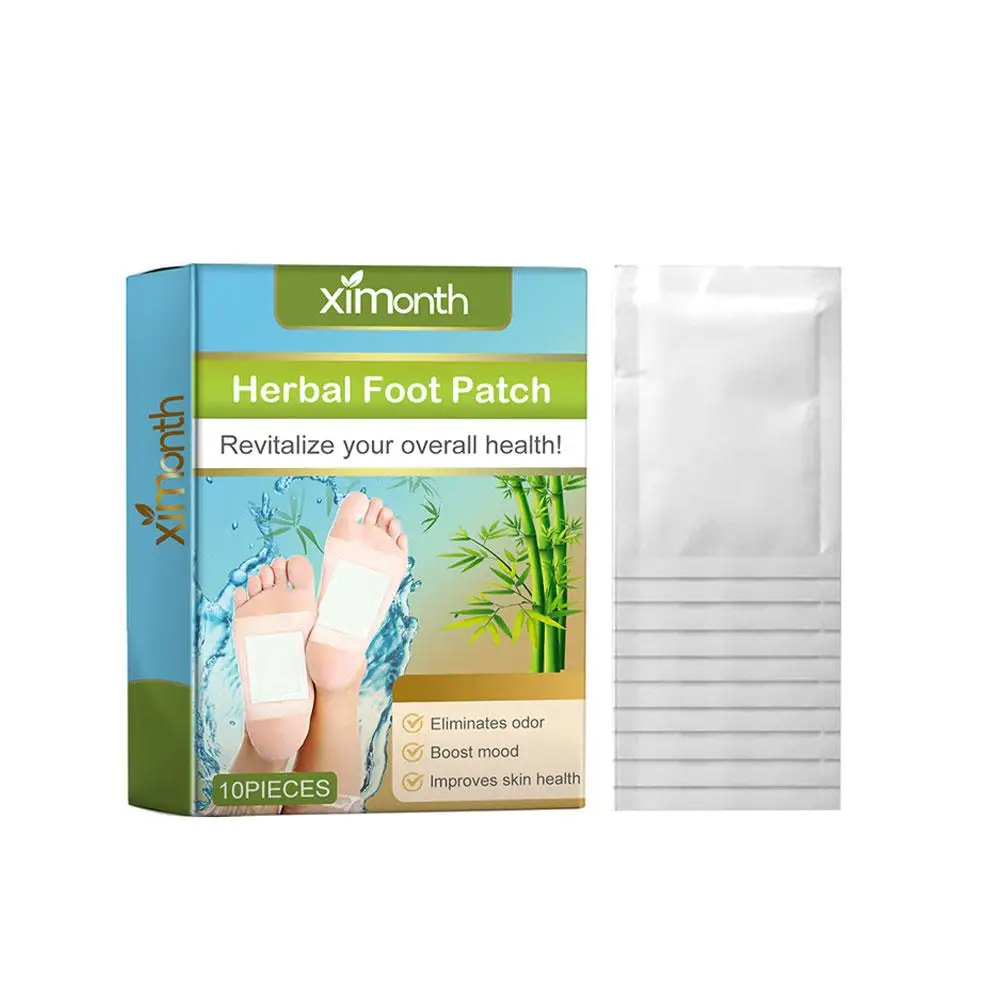 Parche Herbal Natural para pies, pegatinas para pies, 10 piezas, para perder peso, aliviar el estrés, relajación, Limpieza Profunda, ayuda a dormir