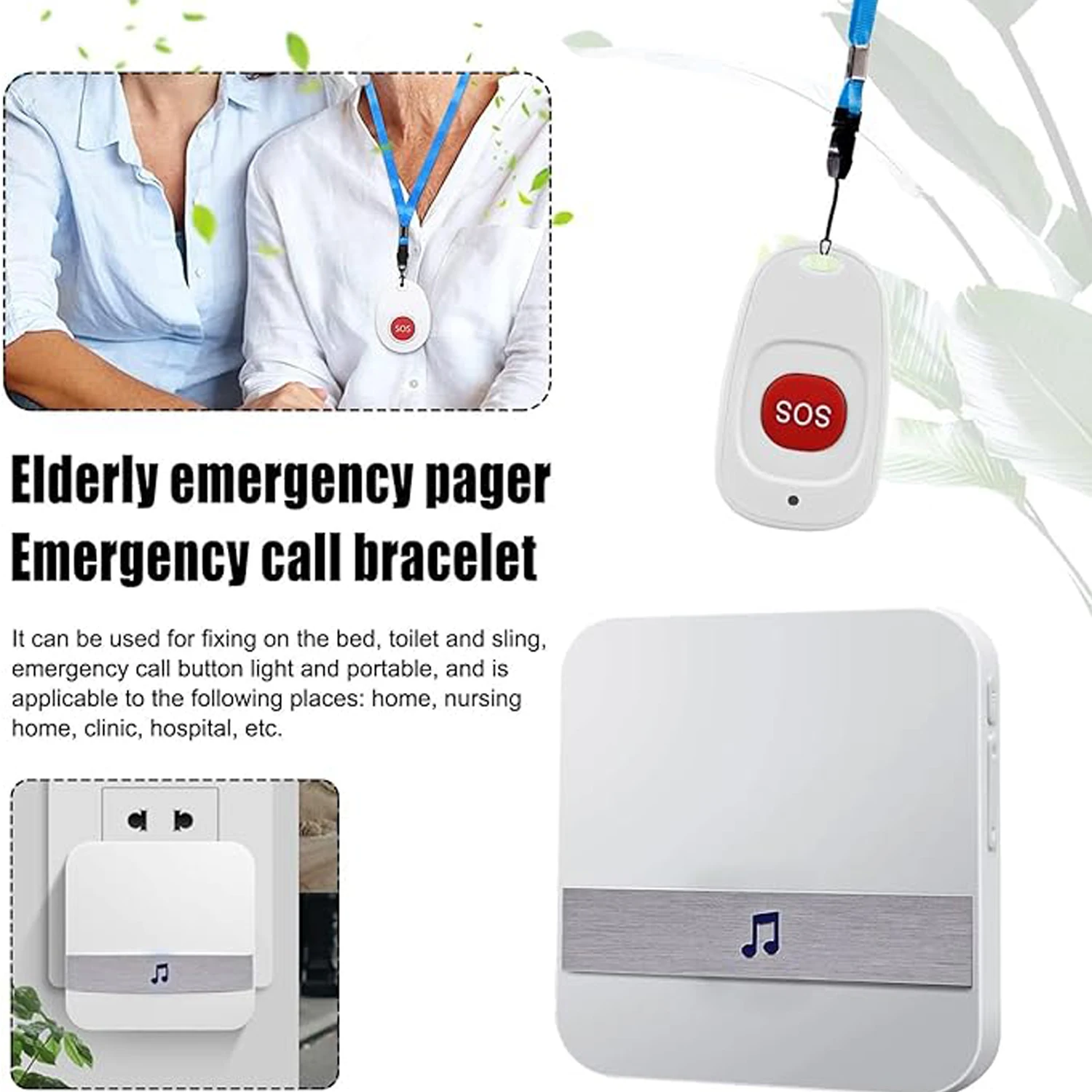Wireless Call Button Long-Range Caregiver Pagers for Elderly Patients Home Life Alert System Personal Seniors' Safety Device