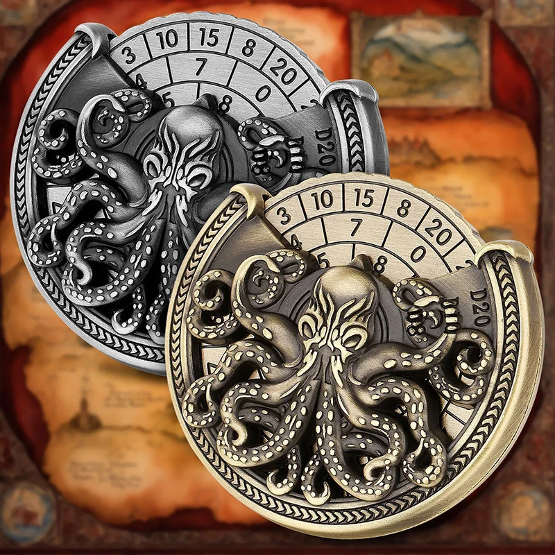 

Металлические кости осьминога, вращающаяся рулетка, гироскоп на кончике пальца для подземелий и драконов, DND, ролевая игра, ролевая игра, настольная игра, вращающийся компас