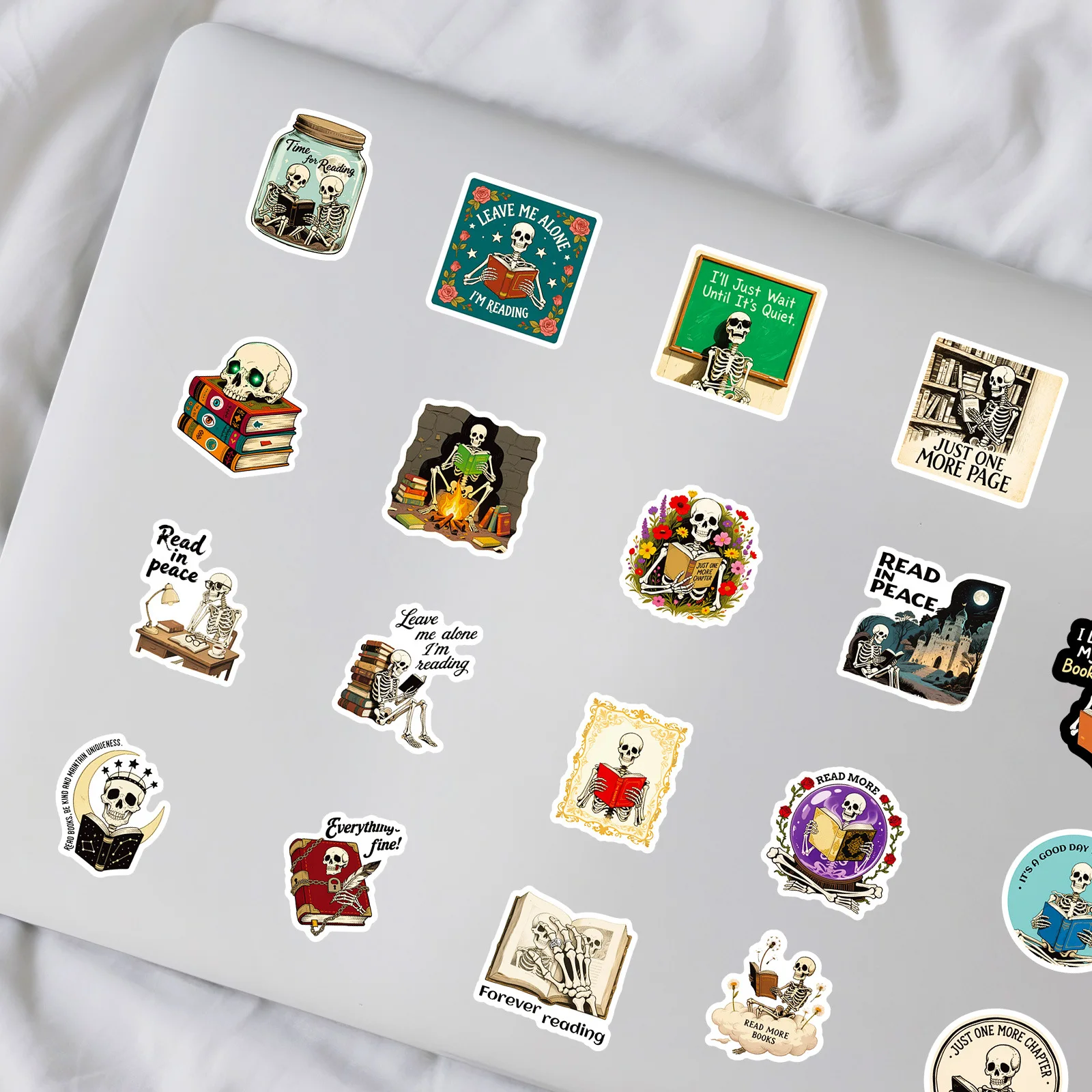 56PCS New Creative Skeleton Book Reading Graffiti Sticker Gothic Funny Graffiti Waterproof Decal DIY Wardrobe Water Cup Desk