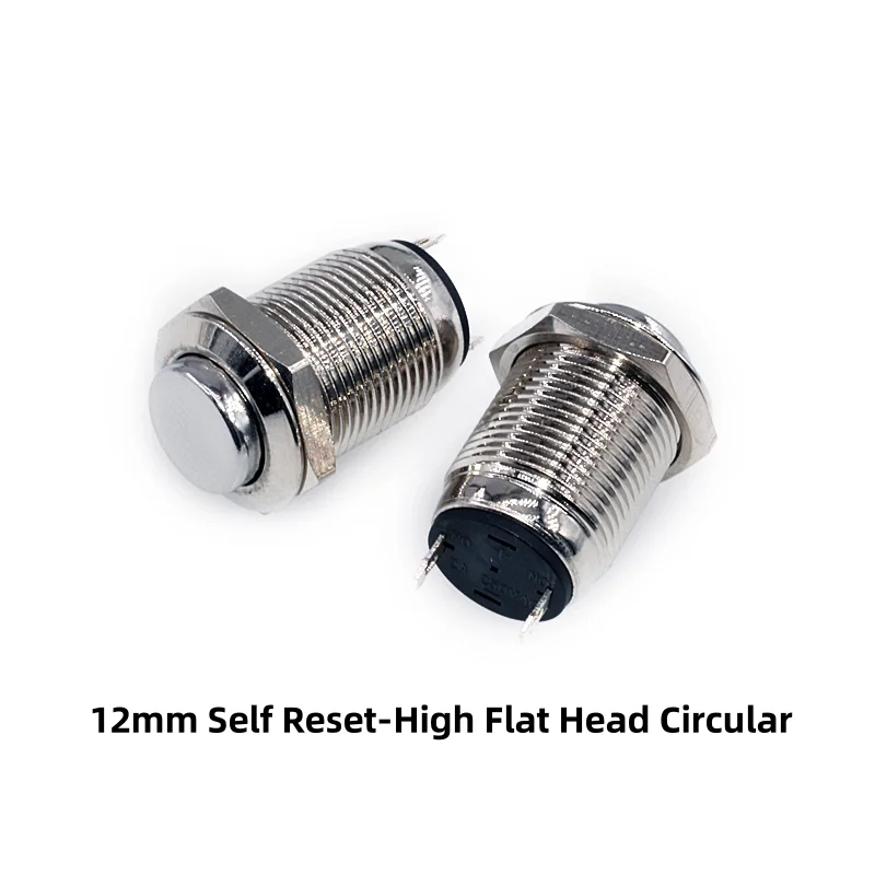 1PCS 8mm/12mm Waterproof Metal Reset Switch Self-lock Button Doorbell Access Control Car Modification Silver Contact Connector - Image 3