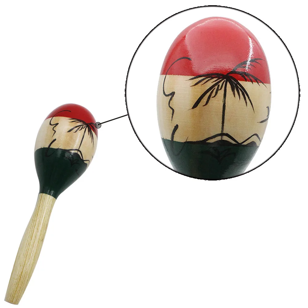 1 paar Farbe Holz Maracas Holz Tropical Party Percussion Shaker Holz Sand Hammer Musical Party Kind Baby Shaker Geschenke – Detail 7