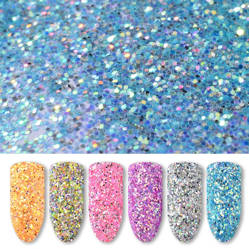 

6 Boxes/set Laser Shinning Mixed Nail Glitter Powder Sequins DIY Colorful Nail Art Flakes 3d DIY Charm Dust for Nail Decorations