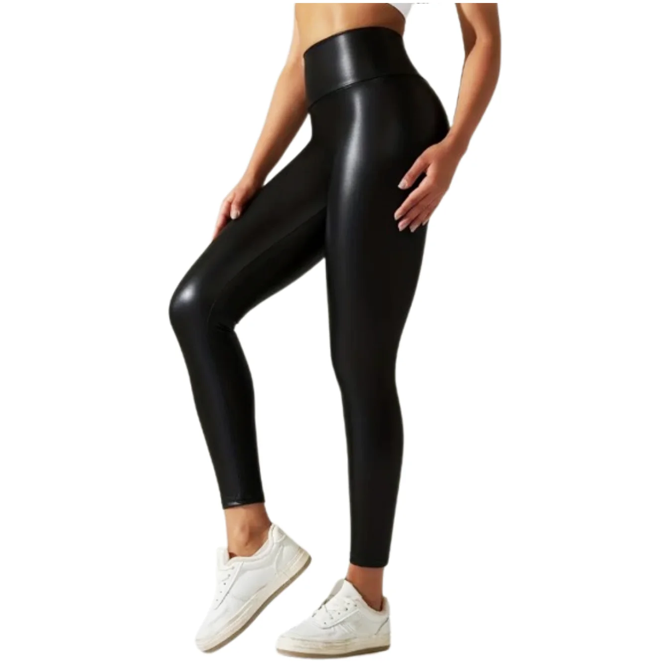 Legging Kulit Imitasi Seksi Legging Pleather Berkualitas Elastis Legging Mengkilap Pinggang Tinggi Celana Kulit Ketat Ukuran XXXS hingga XL