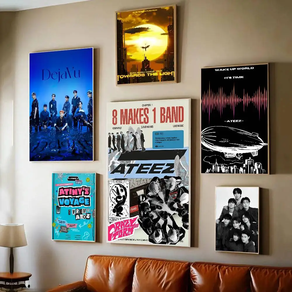 Korean Group A-ATEEZ KPOP Poster Home Living Room Entrance Bar Restaurant Cafe Art