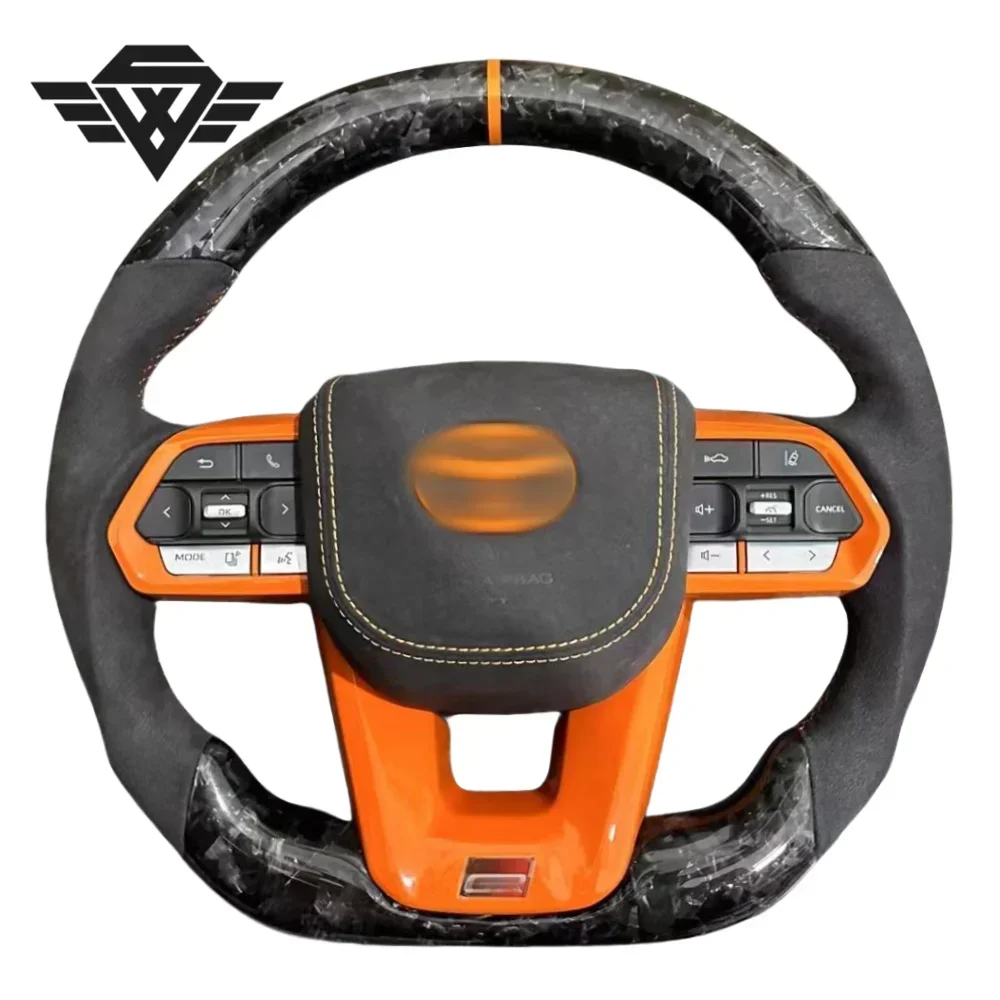 

Real Forged Carbon Alcantara with Orange Cover Steering Wheel Assembly Fit for Toyota LC300 Auto Interior