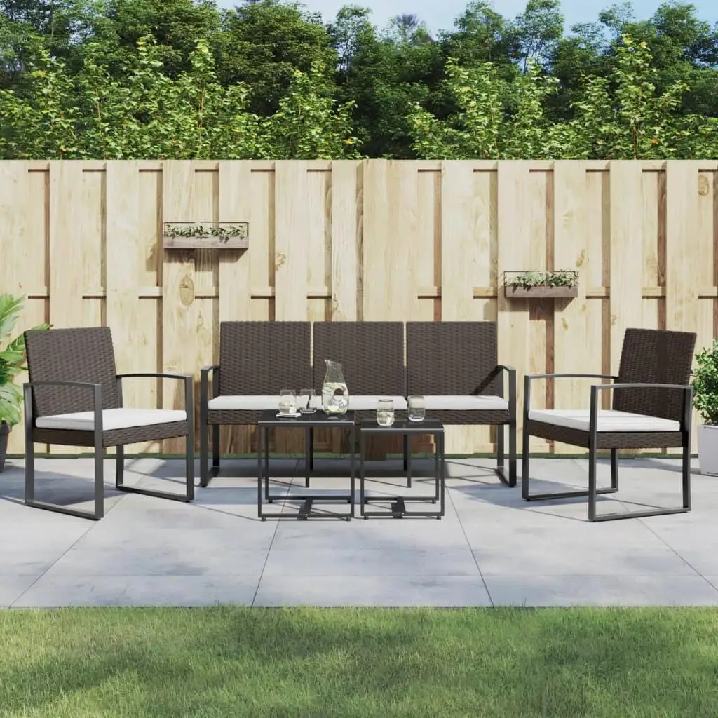 5-Piece Brown PP Rattan Patio Dining Set with Cushions - Stylish Outdoor Furniture