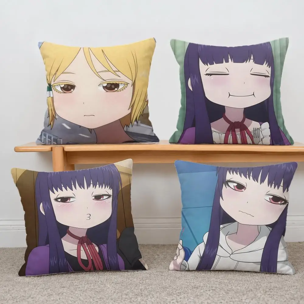 Anime High Score Girl Cushion Cover Short Plush Pillowcase, Sofa Bedroom Home Decor & Holiday Gift