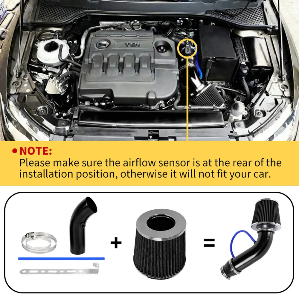 Yubao 76MM Universal Auto-Tuning Hochleistungs-Pilzkopf-Luftfilter Ansaugkit für Kfz-Teile Kaltluft-Aluminiumrohr-Kit – Detail 2