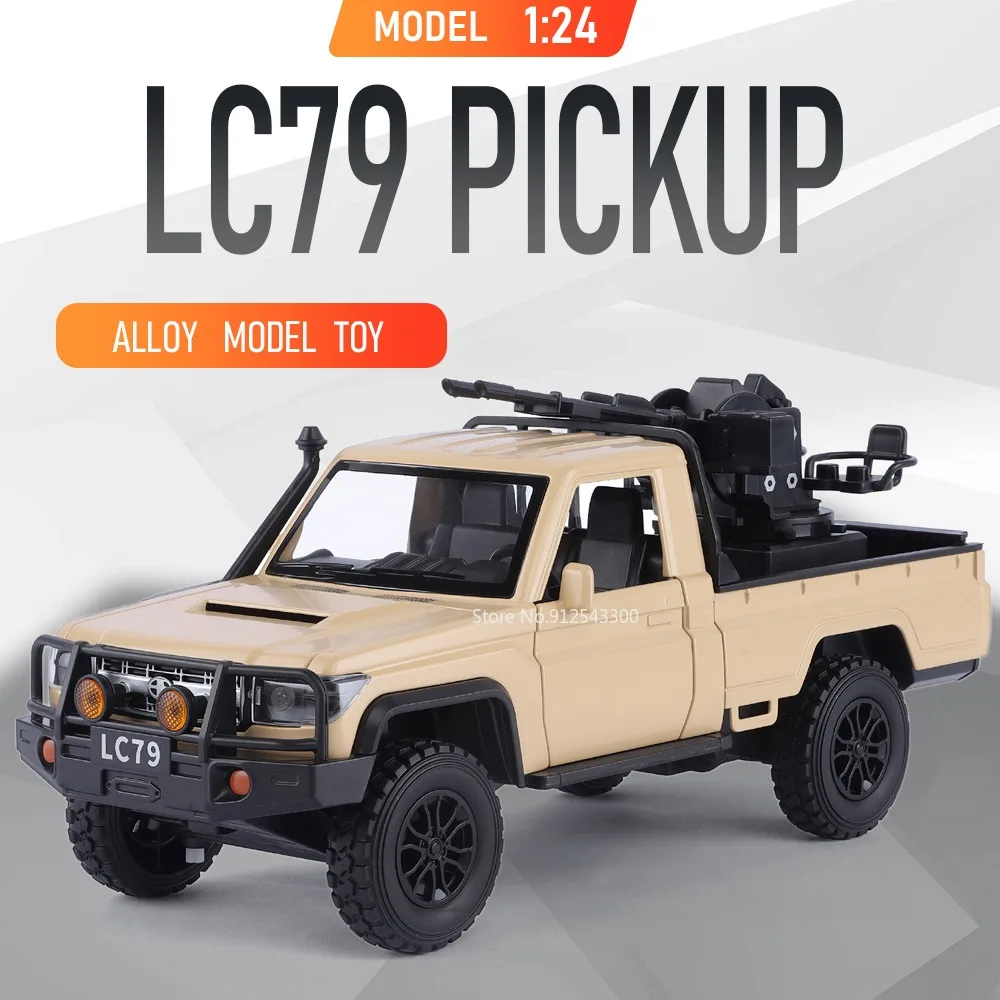 1:24 Scale LC79 Tundra‌ Model Car Toy Front Wheel Steer Sound Light Models Shock Absorption Pull Back Vehicle Special Surprise