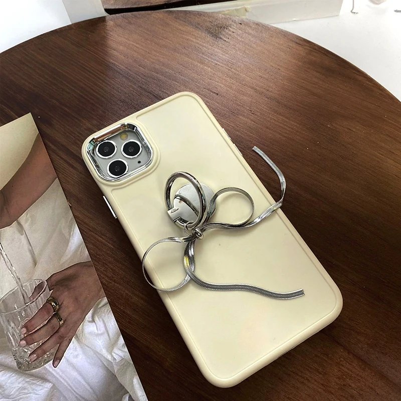 لطيف 3D Bowknot قبضة حامل هاتف كريستال القوس قلادة قوس البنصر حامل داعم اكسسوارات المحمول #3