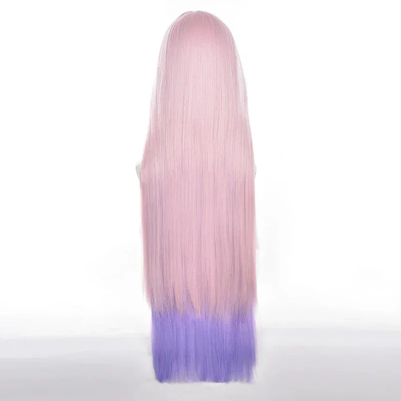 CyCitlali Peruca Cosplay 85 cm de comprimento Cabelo Trançado Rosa Roxo Gradiente Peruca Cosplay Anime Cosplay Resistente ao Calor