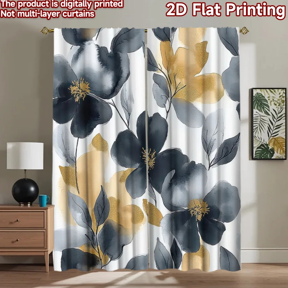 

1pc 2D flat Photography Backdrop Popular Background cloth Black and Gold Flowers 100% Polyester Family Party Decoration Perfect