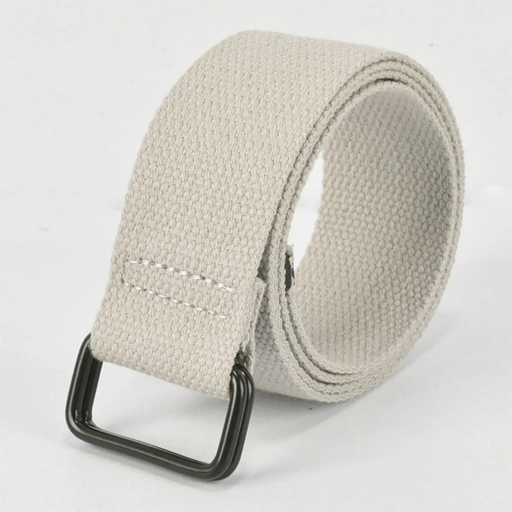 Elastic Free Punch Canvas Belt Cotton Canvas Double Ring Buckle Buckle Belt Cloth Fabric Pants Belt Men's