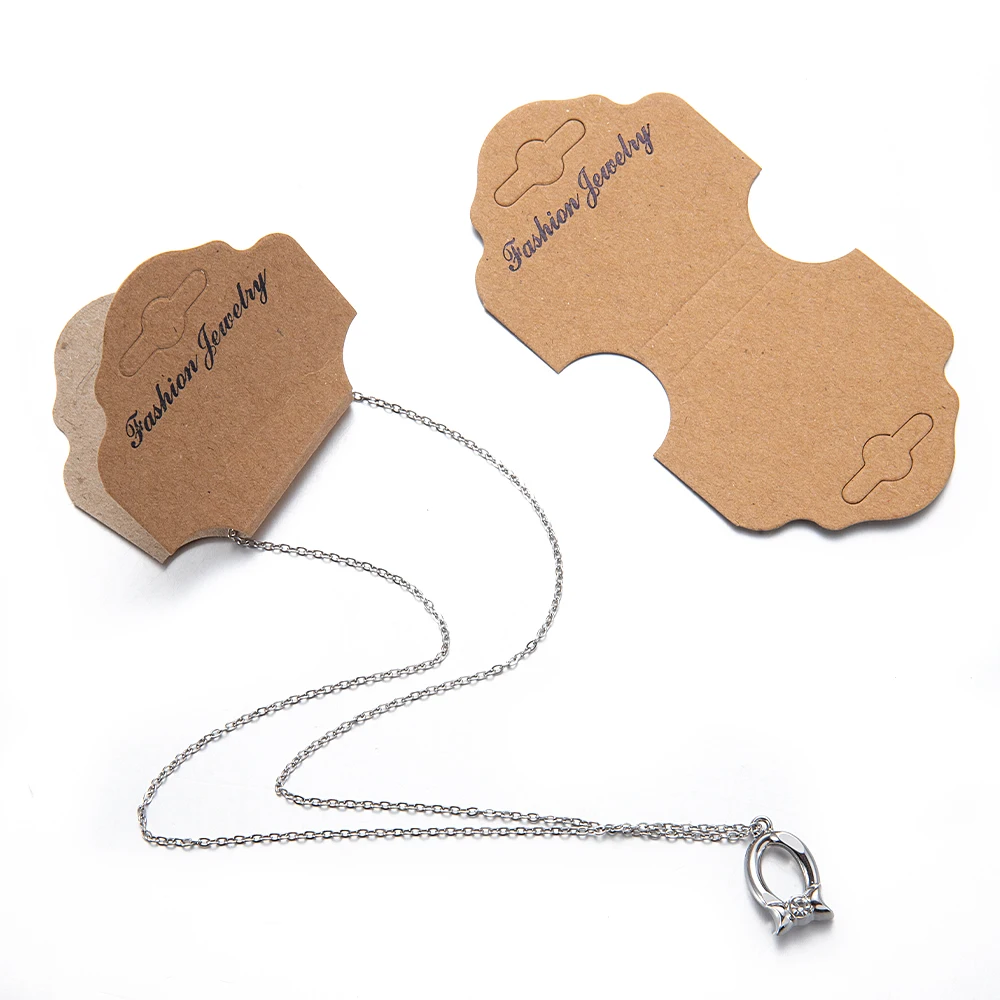

50pcs Foldable Kraft Paper Jewelry Display Card Necklace Bracelet Hanging Card Price Tags Headband Hairband Holder Card